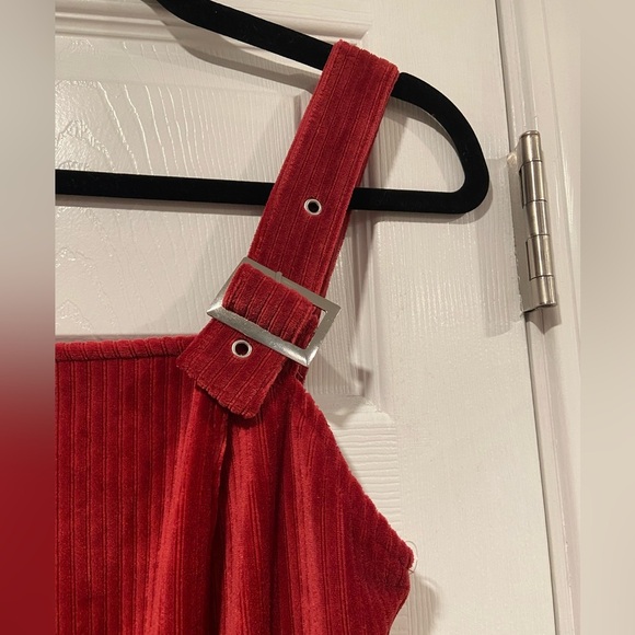 No Boundaries Size M Soft Stretchy Bodycon Pink Ribbed Velour Mini Dress Buckles - Picture 3 of 10